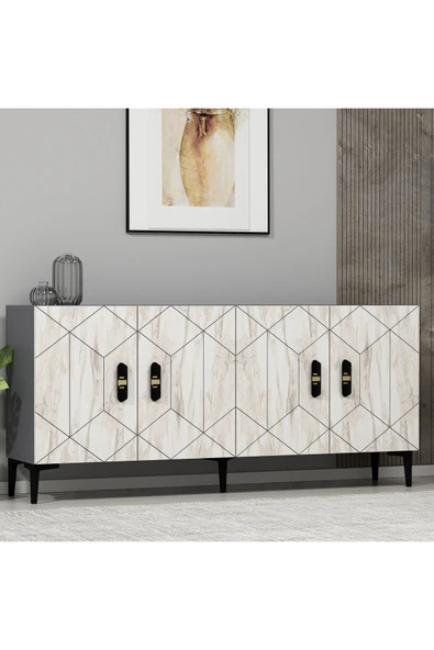 CENEYRA KA150 ASOS KONSOL, TV SEHPASI BEYAZ-EFES MERMER - 6