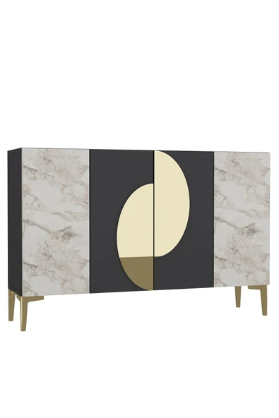 CENEYRA KA120 AFRA KONSOL, ÇOK AMAÇLI DOLAP, KAHVE KÖŞESİ, TV SEHPASI ANTRASİT-EFESMERMER-GOLD - 7