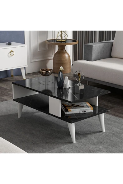 CENEYRA AYLA ORTA SEHPA SİYAH MERMER-BEYAZ