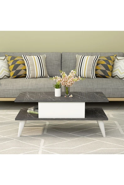 CENEYRA ETA ORTA SEHPA SİYAH MERMER-BEYAZ - 6