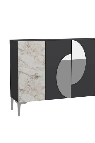 CENEYRA KA120 AFRA KONSOL, ÇOK AMAÇLI DOLAP, KAHVE KÖŞESİ, TV SEHPASI ANTRASİT-EFESMERMER-SİLVER - 5