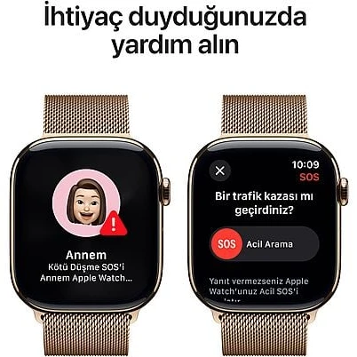 Apple Watch Series 10 GPS + Cellular 42mm Altın Rengi Titanyum Kasa ve Altın Rengi Milano Loop - 3