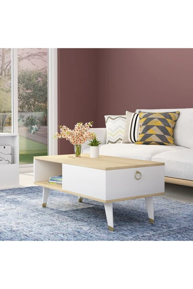 CENEYRA DELUX KAPAKLI ORTA SEHPA SAFİRMEŞE-BEYAZ