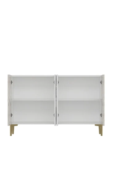 CENEYRA KA120 AFRA KONSOL, ÇOK AMAÇLI DOLAP, KAHVE KÖŞESİ, TV SEHPASI BEYAZ-EFESMERMER-GOLD - 7