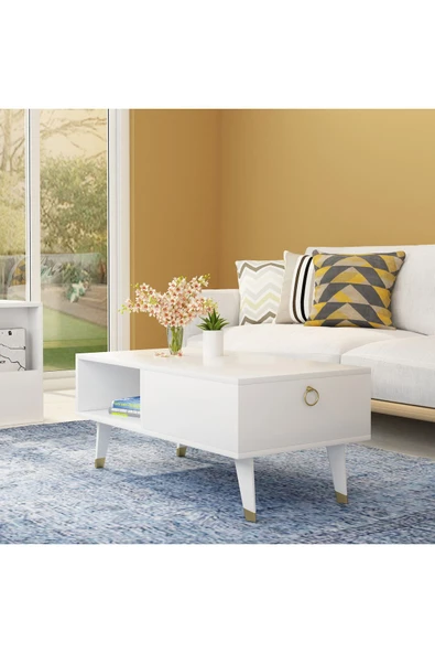 CENEYRA DELUX KAPAKLI ORTA SEHPA BEYAZ