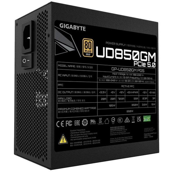 GIGABYTE 850W 80+ GOLD GP-UD850GM PG5 PCIE 5.0 TAM MODÜLER POWER SUPPLY - 6