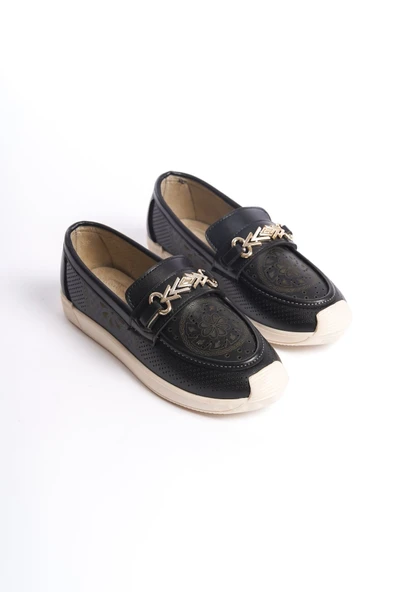 JET-LILY Bağcıksız Ortopedik Rahat Taban Çiçek Desenli Kadın Babet Ayakkabı  CKT - Siyah - Resim 4