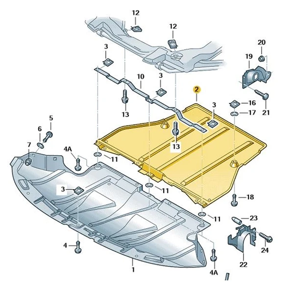 VW Passat B5.5 2001-2005 Motor Alt Muhafaza Arkadaki Parça 8D0863822 - Resim 3
