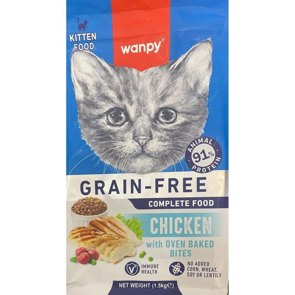 Wanpy Tahılsız Tavuklu Yavru Kedi Maması 1,5 kg - 2