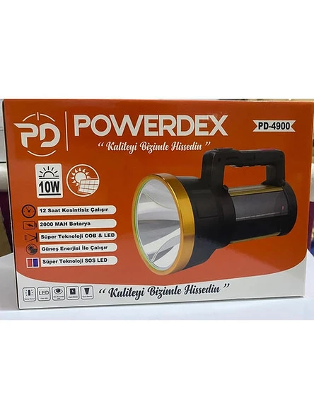 Powerdex PD-4900 10W Şarjlı ve Güneş Enerjili Projektör - Resim 3