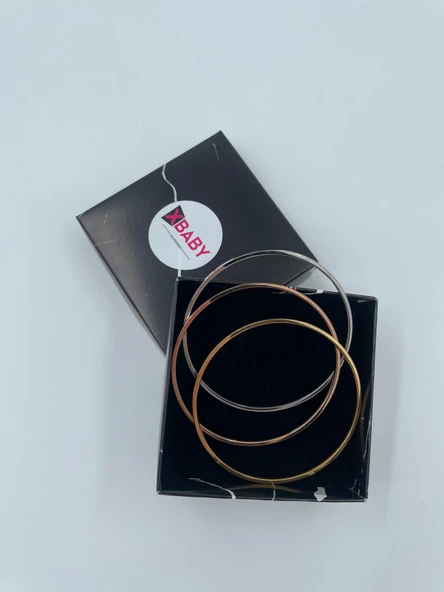 Xbaby Silver,Gold,Rose Gold Renkli 3 Lü Yassı Ajda Bileklik ürün görseli