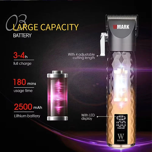 WMARK NG-2045 yüksek hızlı profesyonel şarj edilebilir saç kesme makinesi - 3