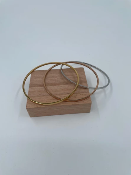 Xbaby Silver,Gold,Rose Gold Renkli 3 Lü Yassı Ajda Bileklik - Resim 2