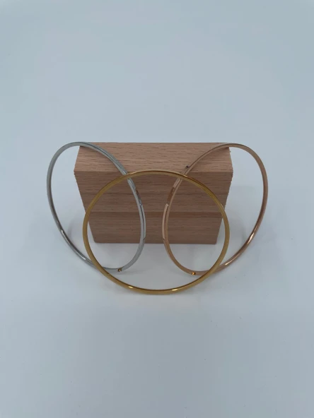 Xbaby Silver,Gold,Rose Gold Renkli 3 Lü Yassı Ajda Bileklik - Resim 3