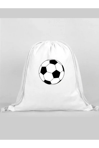 Özcan Tasarım Siyah Beyaz Baskılı Sırt Çantası - İp Büzgülü Spor Çanta