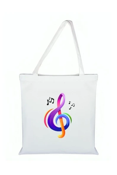 Özcan Tasarım Müzik Baskılı Bez Çanta - Notalı Çanta ürün görseli