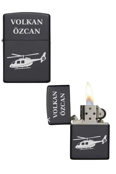 Özcan Tasarım Kişiye Özel Helikopter Baskılı Metal Çakmak ürün görseli