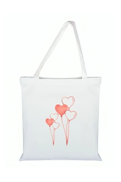 Özcan Tasarım Kalp Baskılı Bez Çanta - Kalpli Çanta ürün görseli