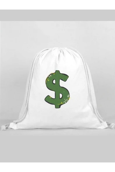 Özcan Tasarım Dolar Baskılı Sırt Çantası - İp Büzgülü Spor Çanta ürün görseli