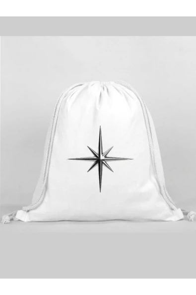 Özcan Tasarım Yıldız Baskılı Sırt Çantası - İp Büzgülü Spor Çanta ürün görseli
