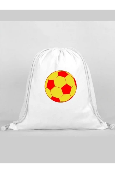 Özcan Tasarım Sarı Kırmızı Baskılı Sırt Çantası - İp Büzgülü Spor Çanta ürün görseli