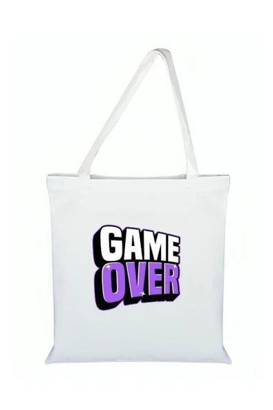 Özcan Tasarım Game Over Baskılı Bez Çanta - Game Overlı Çanta ürün görseli