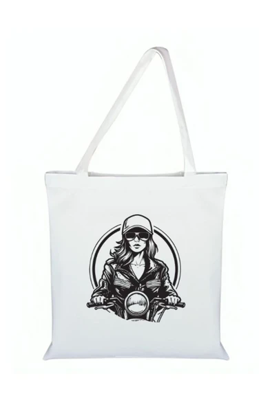 Özcan Tasarım Motorcu Baskılı Bez Çanta - Motorcu Çanta ürün görseli