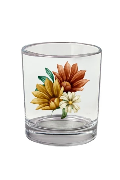 Özcan Tasarım Çiçek Baskılı Viski Bardağı - Çiçekli Bardak ürün görseli