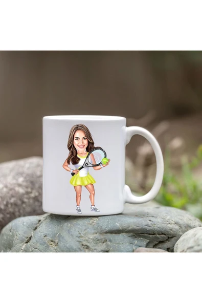 Özcan Tasarım Kişiye Özel Bardak - Karikatür Bardak - Tenisçi Bardağı ürün görseli