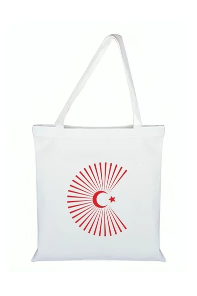 Özcan Tasarım Ay Yıldız Model Bez Çanta - Ay Yıldızlı Çanta ürün görseli