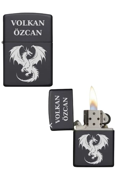 Özcan Tasarım Kişiye Özel Ejderha Baskılı Metal Çakmak ürün görseli