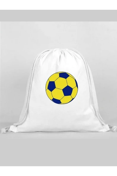 Özcan Tasarım Sarı Lacivert Baskılı Sırt Çantası - İp Büzgülü Spor Çanta ürün görseli