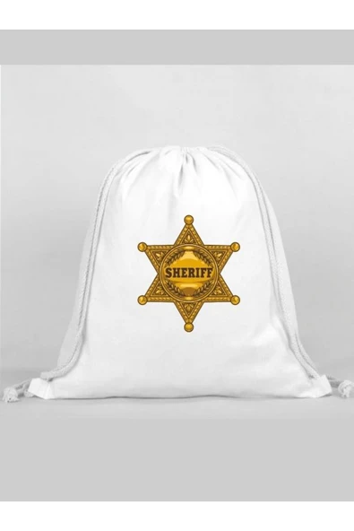 Özcan Tasarım Şerif Baskılı Sırt Çantası - İp Büzgülü Spor Çanta ürün görseli