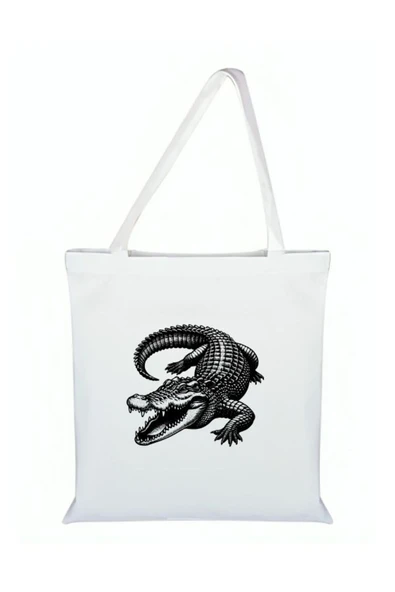 Özcan Tasarım Timsah Baskılı Bez Çanta - Timsahlı Çanta ürün görseli