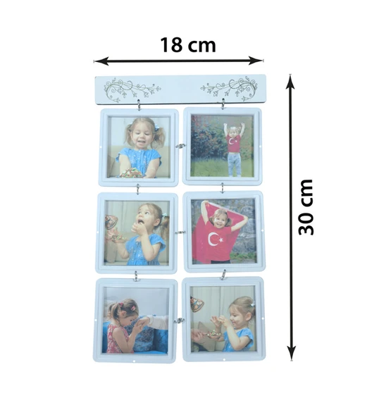 FOTO BASKILI Vintage 6'lı Kolaj Çoklu Dikey Fotoğraf Çerçevesi 18x30 HK5022 - Resim 3