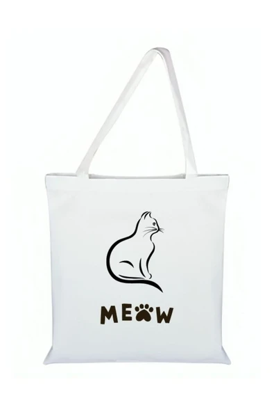 Özcan Tasarım Kedi Baskılı Bez Çanta - Kedili Çanta ürün görseli