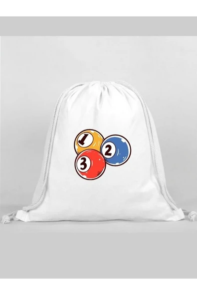 Özcan Tasarım Bilardo Baskılı Sırt Çantası - İp Büzgülü Spor Çanta ürün görseli