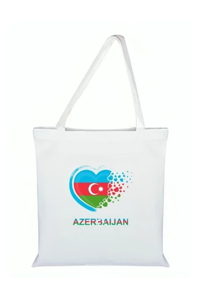Özcan Tasarım Azerbaycan Baskılı Bez Çanta - Azerbaycan Bayraklı Çanta ürün görseli