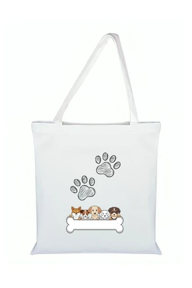 Özcan Tasarım Pati Baskılı Bez Çanta - Patili Çanta ürün görseli