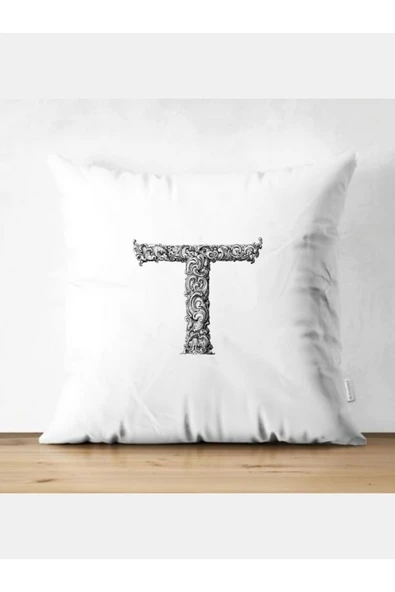 Özcan Tasarım T Harfi Kırlent Kılıfı - T Harfli Yastık Kılıfı ürün görseli