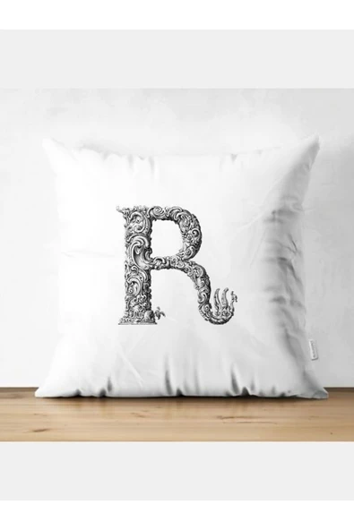 Özcan Tasarım R Harfi Kırlent Kılıfı - R Harfli Yastık Kılıfı ürün görseli
