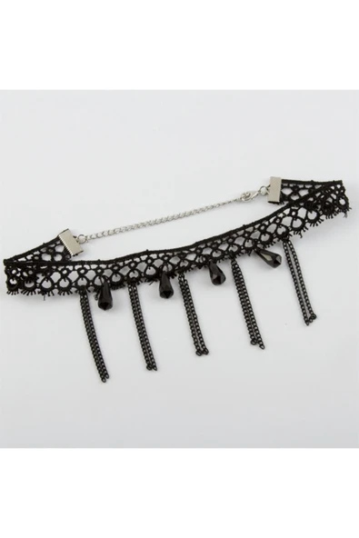 Muhcu Home Kristal Zincir Sallantılı Yeni Sezon Dantel Kolye ürün görseli