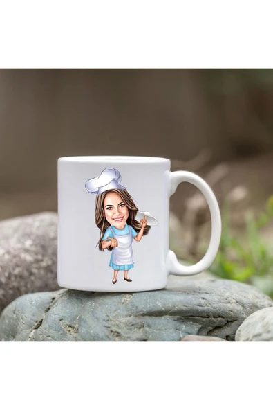 Özcan Tasarım Kişiye Özel Bardak - Karikatür Bardak - Kadın Aşçı Bardak ürün görseli