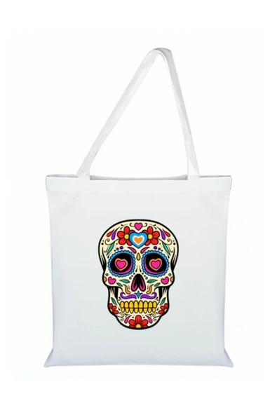 Özcan Tasarım Kuru Kafa Baskılı Bez Çanta - Kuru Kafalı Çanta ürün görseli