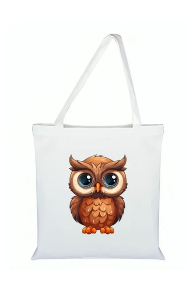 Özcan Tasarım Baykuş Baskılı Bez Çanta - Baykuşlu Çanta ürün görseli