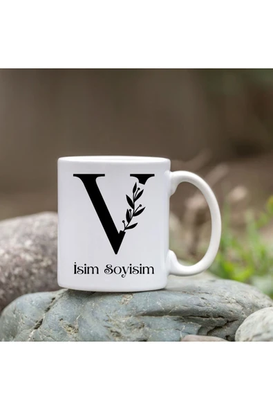 Özcan Tasarım Kişiye Özel V Harfi Bardak - İsim Yazılı Bardak - İsimli Bardak ürün görseli