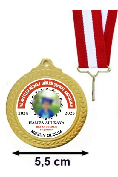 Özcan Tasarım Kişiye Özel Mezuniyet Madalyası - Fotoğraflı Madalya ( 24 Adet ) ürün görseli