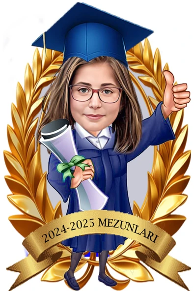 Özcan Tasarım Kişiye Özel Mezuniyet Biblosu - Karikatür Mezuniyet Biblosu - Öğrenci Biblosu ürün görseli