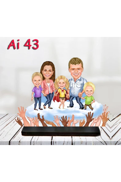 sekizlazer Kişiye Özel Ahşap Biblo - Aile Karikatür Biblo - 5 Kişilik Aile Biblo 7 - Resim 4