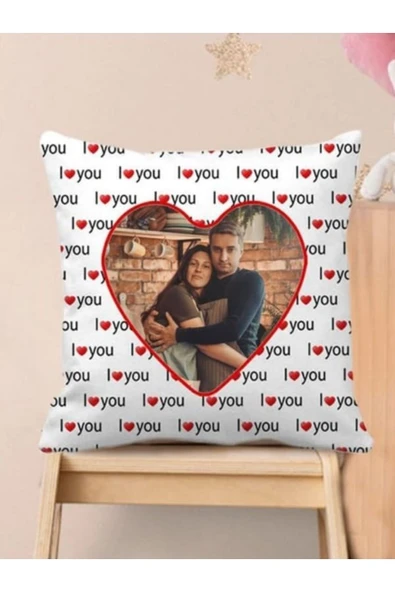 Özcan Tasarım Kişiye Özel Yastık Kılıfı - Resimli Yastık Kılıfı - I Love You Yastık Kılıfı ürün görseli